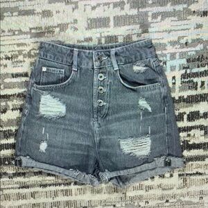 Stylish Gray Distressed Women's Athletic Shorts